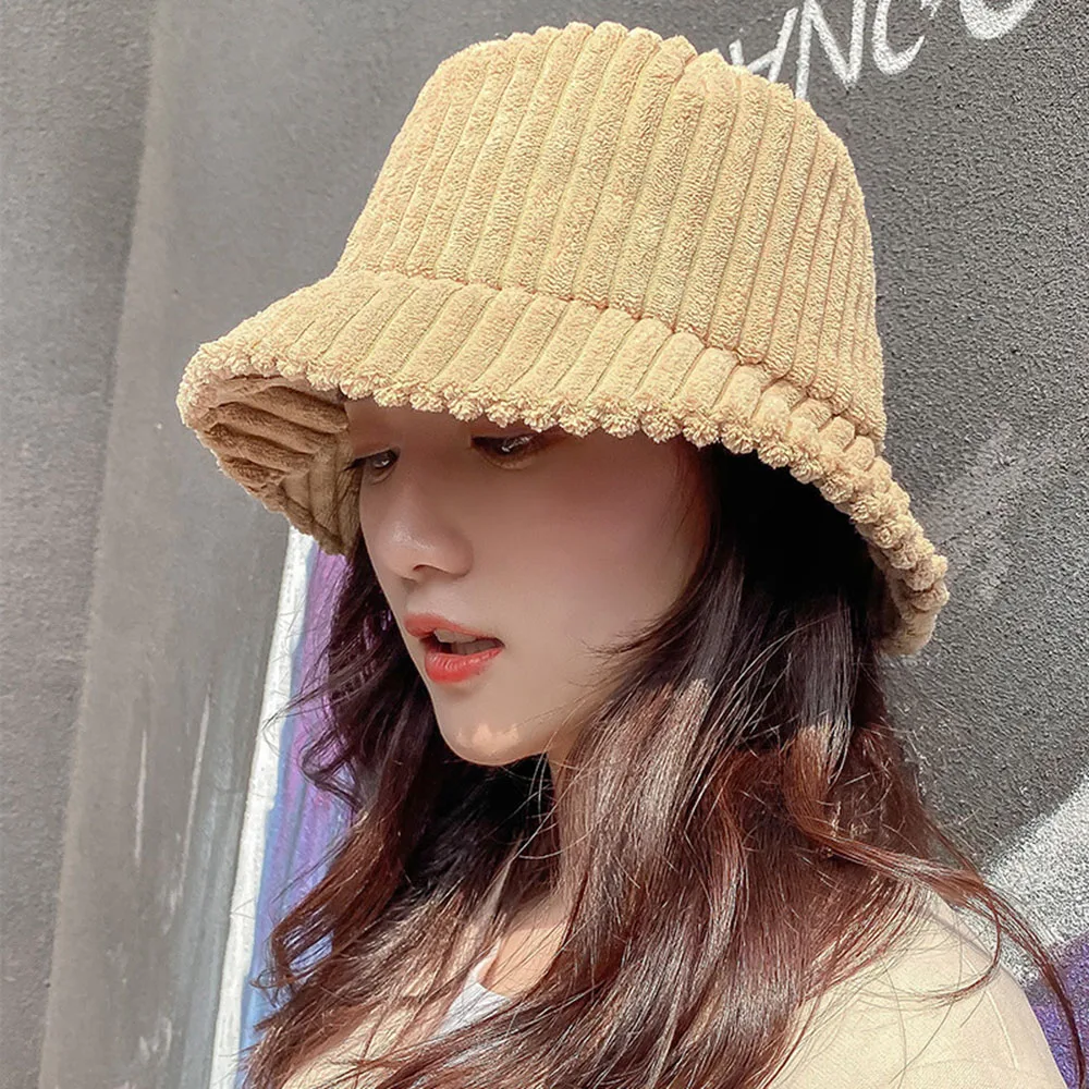 Женские вельветовые шапки в стиле ретро Модные Повседневные рыбацком зимняя
