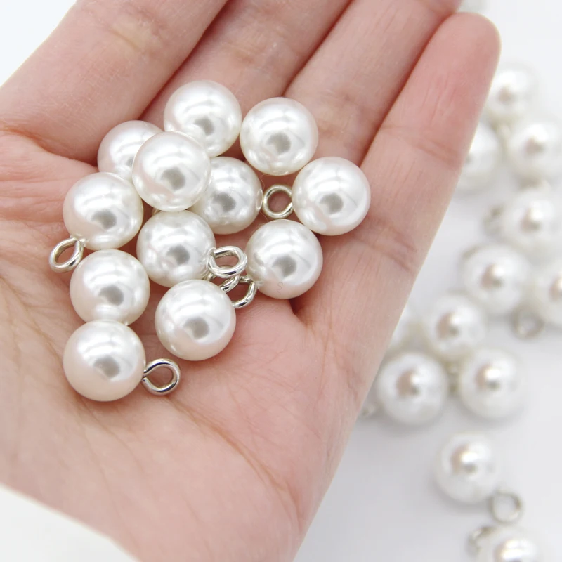 White Pearl Shank Buttons For Scrapbooking Wedding Pendant Buttons Garment Decoration DIY Handmade Girl Accessories Wholesale