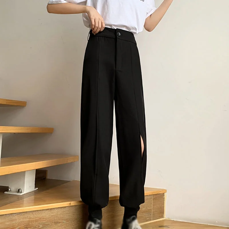 

Women's Hole Thin Section Drape Slimming Harem Pants Tie-leg Casual High Waist Pants