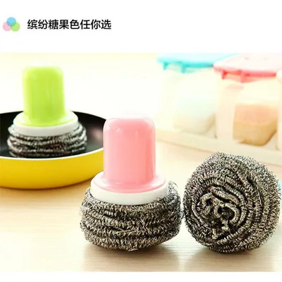 Кисть для мытья кухонной посуды из нержавеющей стали с короткой ручкой и проволочным шариком Creative.