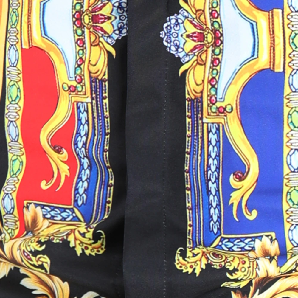 

Casual Blouse Homme Baroque Banquet Shirt Paisley Black Gold Men Shirt Luxury Korean Mens Long Sleeve Print Shirts Men Slim Fit