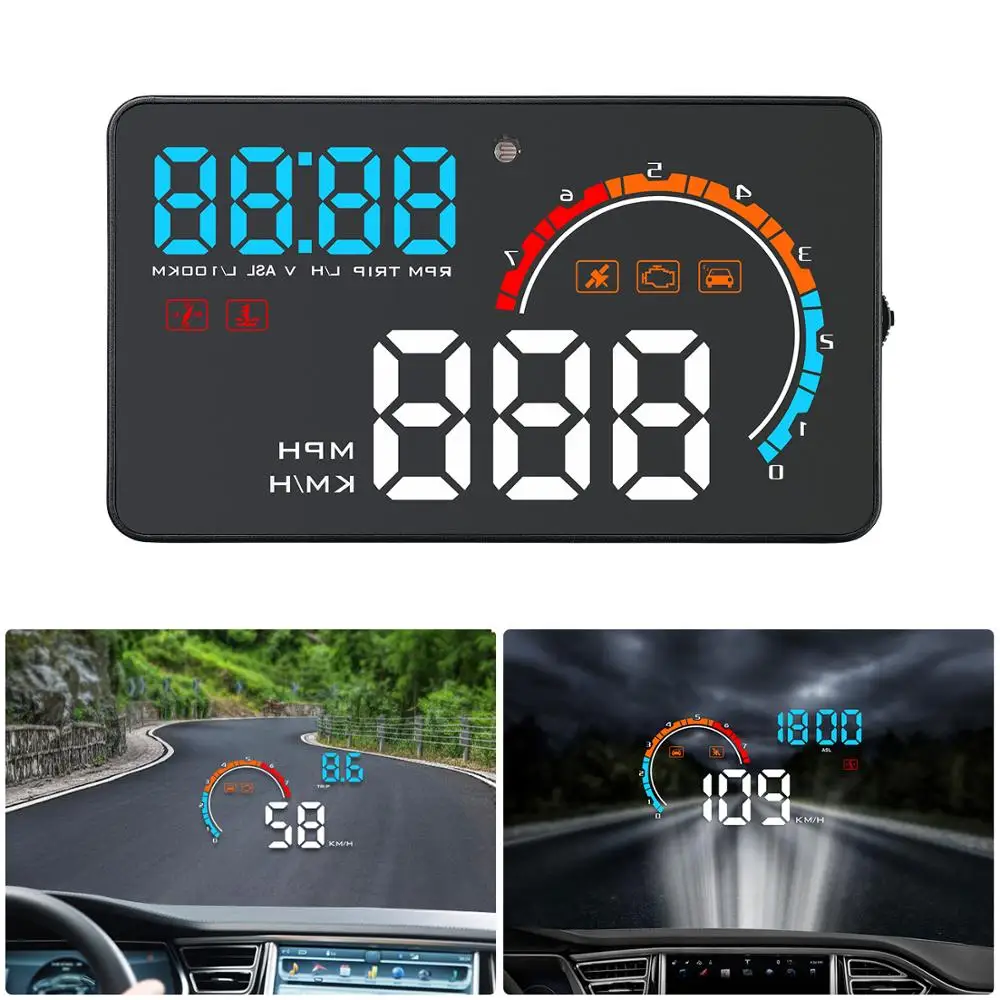 

NEW OBD2 HUD Car Head Up Display 5.8' D2500 LED Windscreen Projector OBD Scanner Speed Fuel Warning Alarm Data Diagnostic Tool