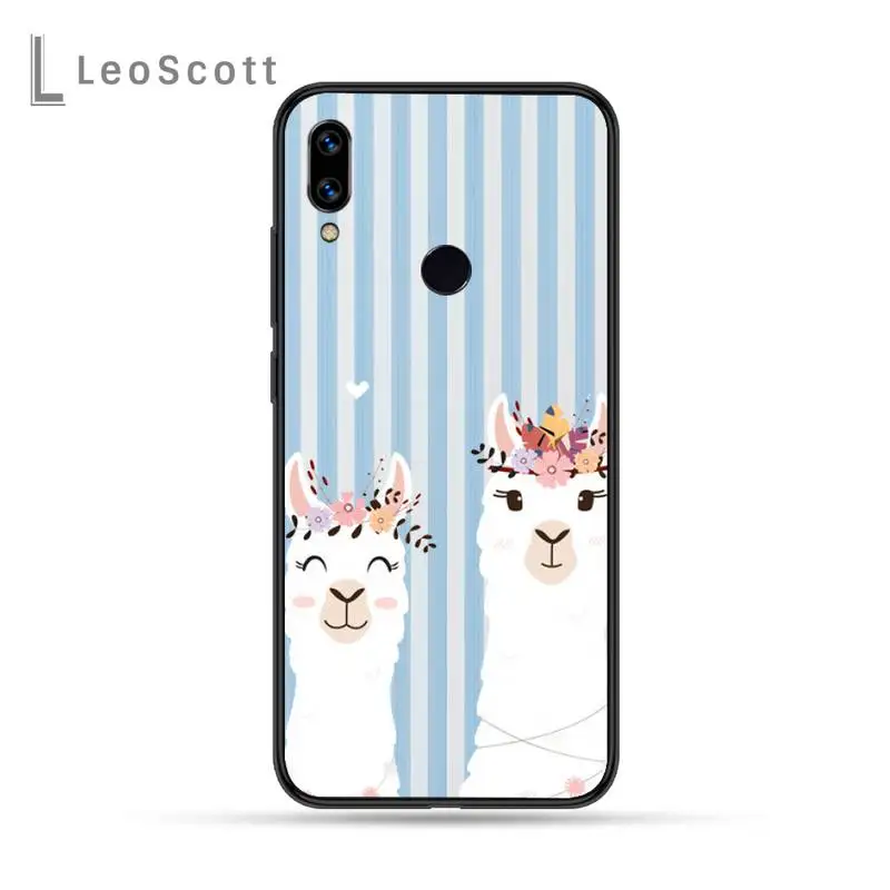 

Cartoon cute alpaca with blue stripes Phone Case For Xiaomi Redmi Note 4 4x 5 6 7 8 pro S2 PLUS 6A PRO