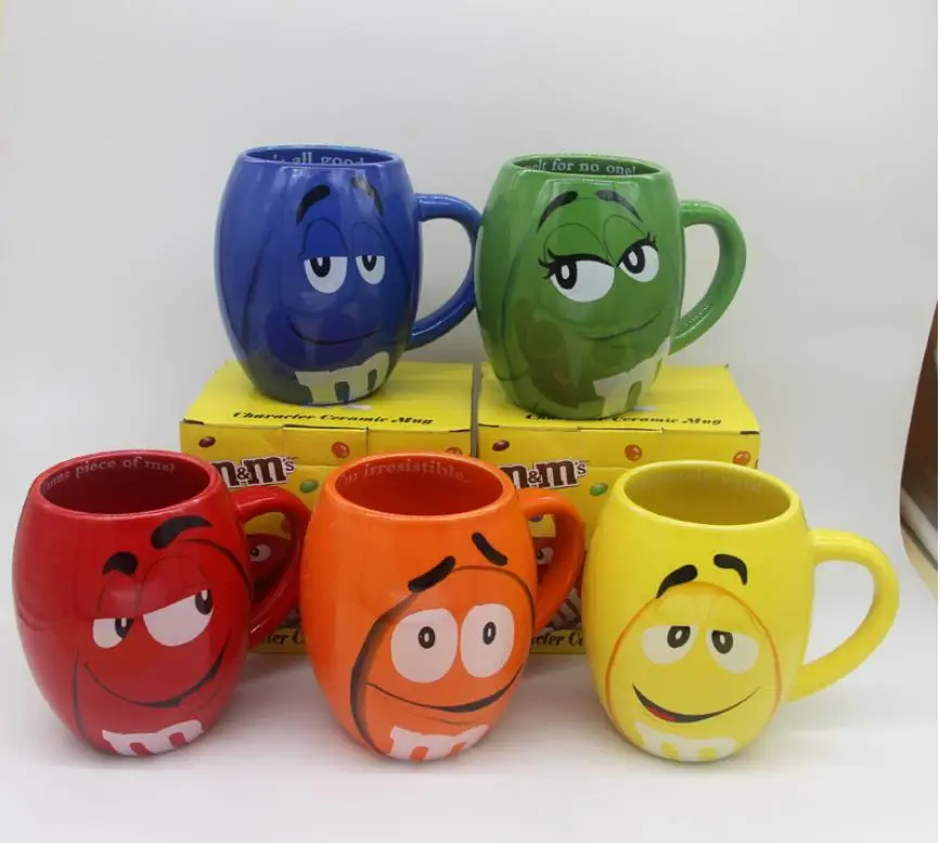 M& m бобы кофейные кружки чашки для чая и Кружки Мультфильм милый знак экспрессии большой емкости керамическая чашка Рождественский подарок - Цвет: Customize color