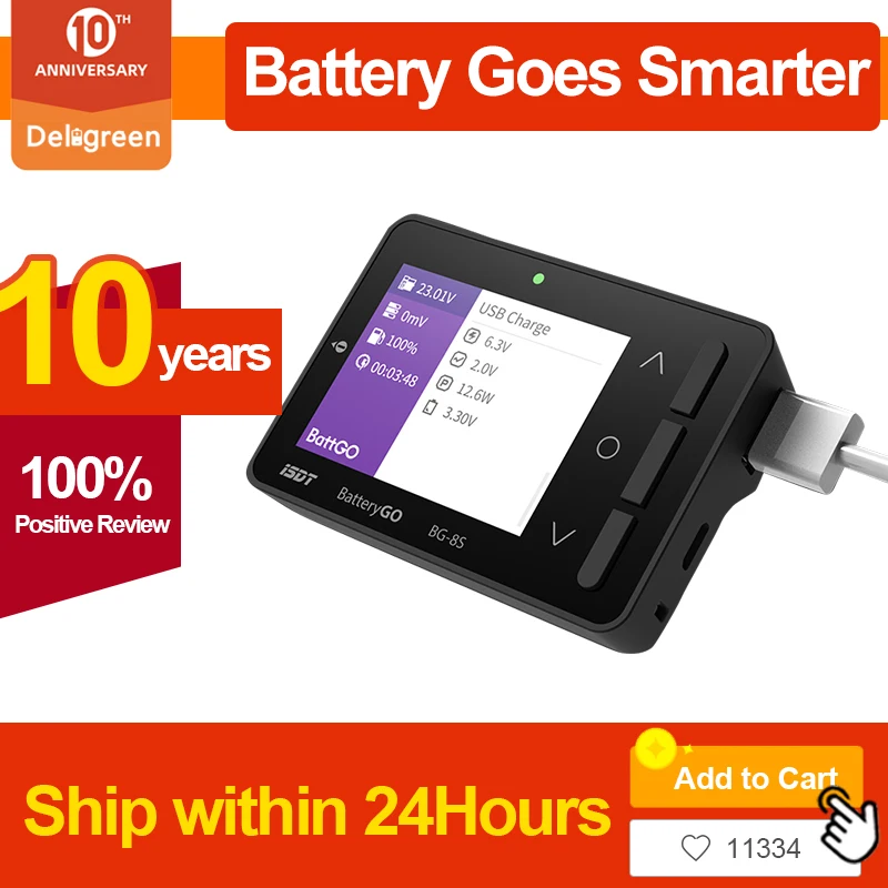 

BG-8S Smart Battery Checker Quick Charge Function Balancer Receiver Signal Tester ameter volt meter IT60i connector 12V 24V 36V