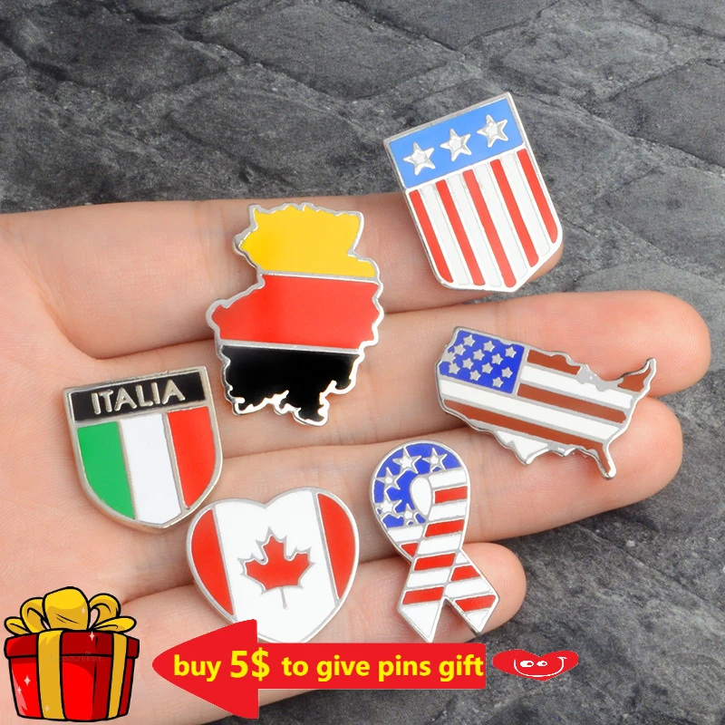 Булавка в виде Государственного флага России Италии США Германии значки на