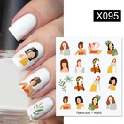 Переводные наклейки для ногтей для девочек, цветные переводные наклейки для ногтей с цветами, листьями, маникюр гвоздь оберток, 1 шт.