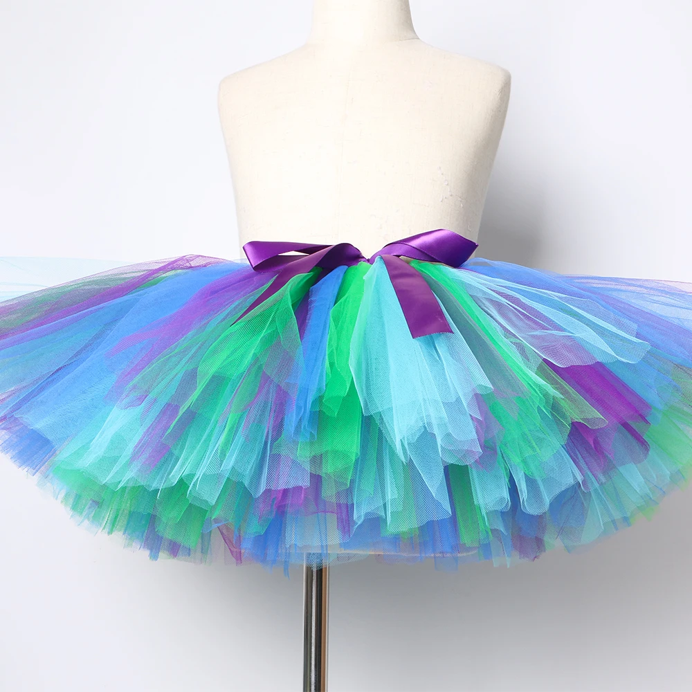 Русалки для девочек Павлин Юбка пачка Пышная юбка дня рождения вечерние детская