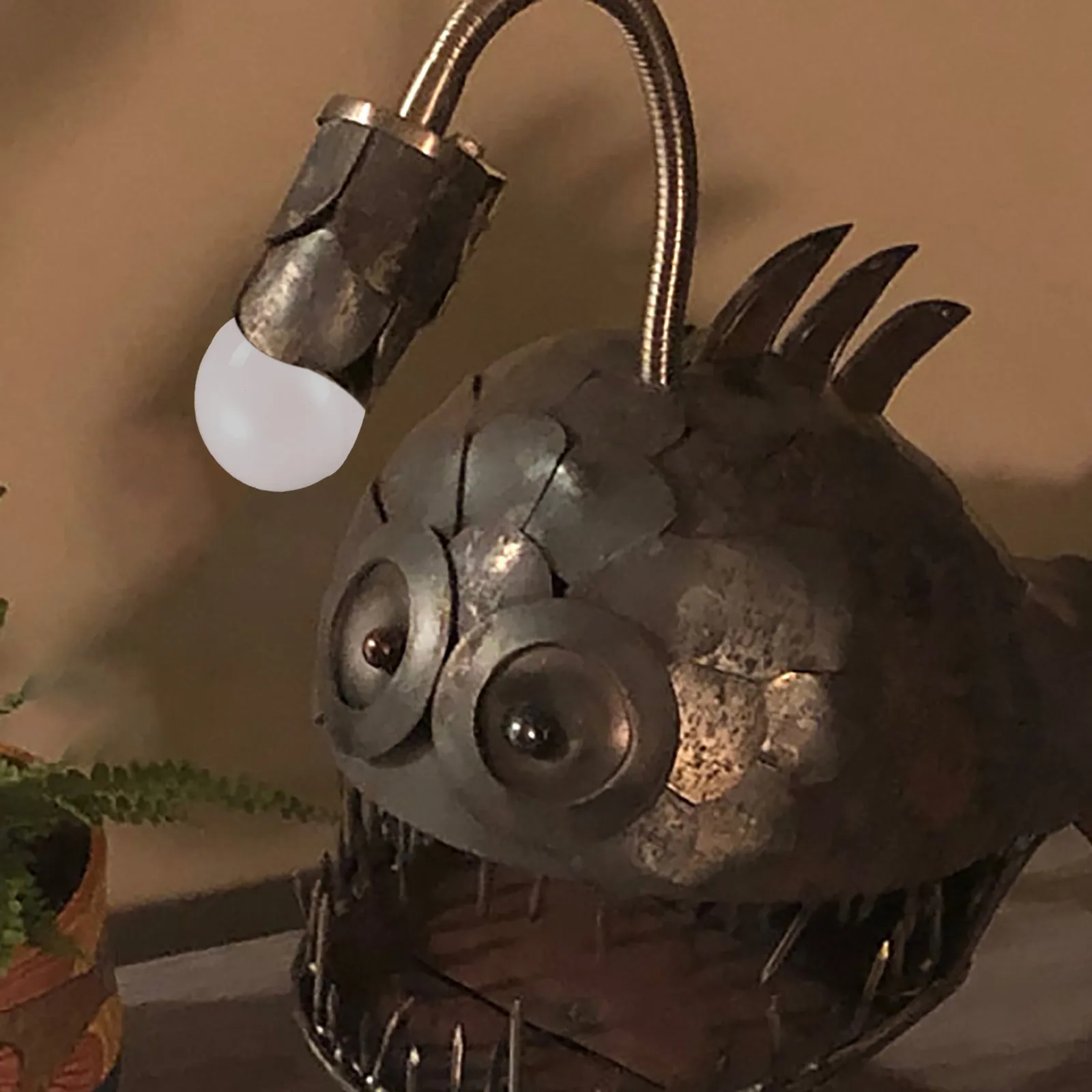 

Angler Lamp Shark Lamp Handmade Unique Desktop Office Bedroom Work Metal Lamp LED night Lighting Decoration #40