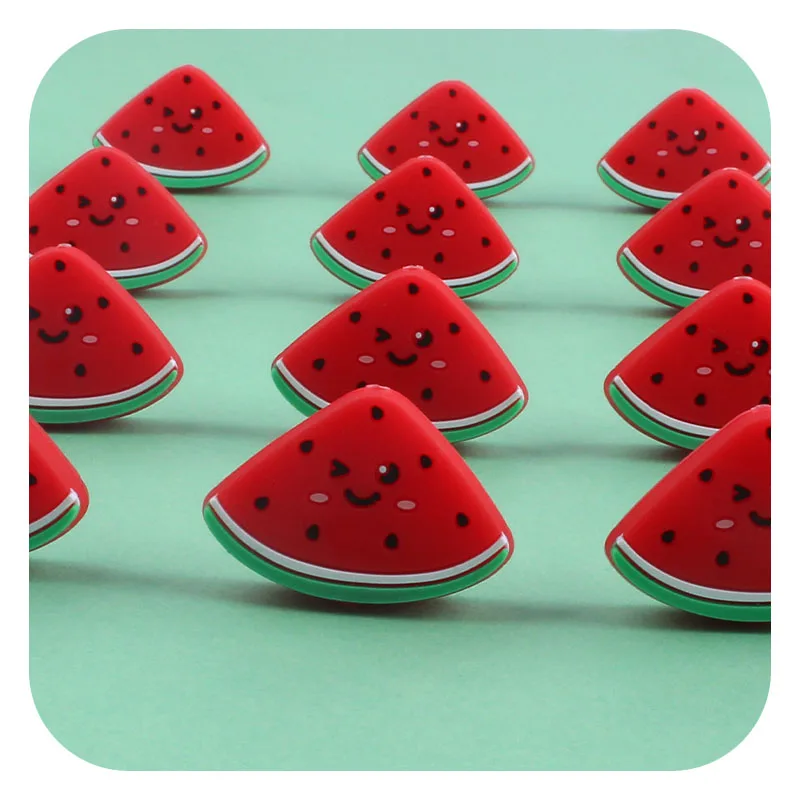 

10Pcs Mini Watermelon Baby Beads Silicone BPA Free Silicone Beads for Handmade Teether Bracelet Necklace