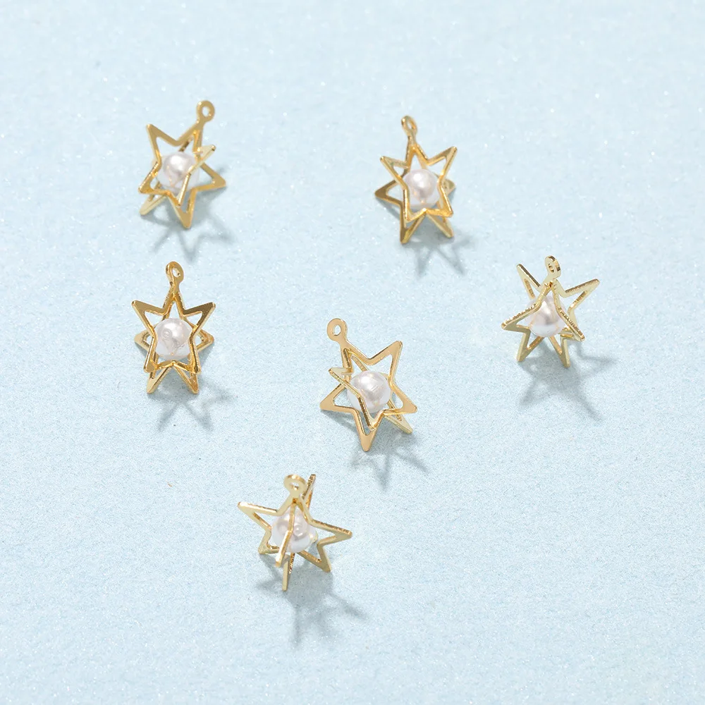 

Pentagram Pearl Pendant Hollow DIY Bracelet Necklace Production Material Earrings Jewelry Accessories