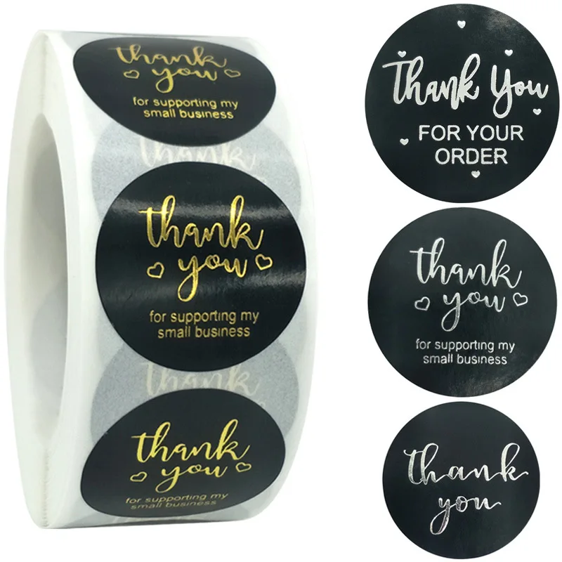 

500pcs/roll Thank You for Supporting My Small Business Stickers Thank you for your order label Stationery Packaging Seal Sticker