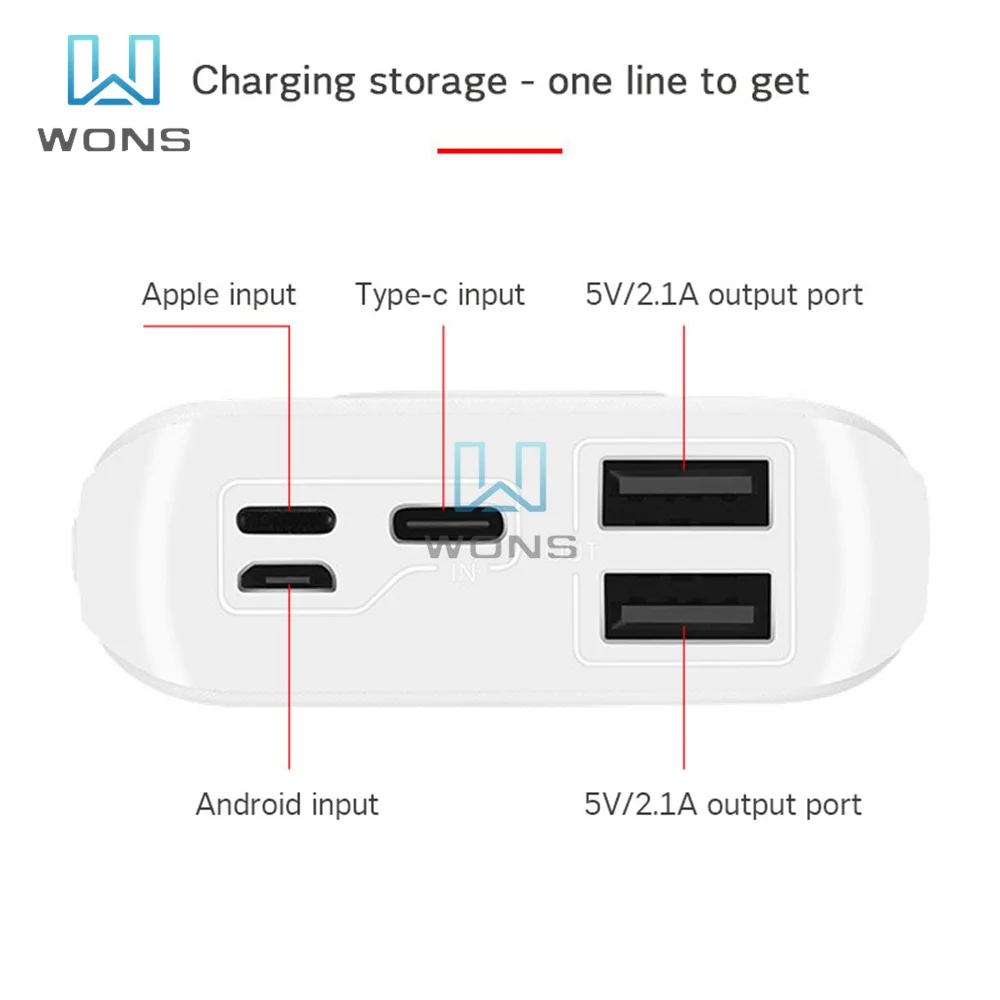 Портативный внешний аккумулятор с 2 USB-портами 3x18650 дюйма |