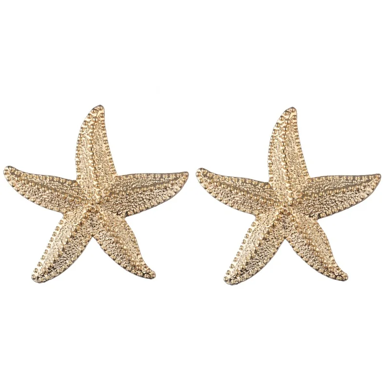 Женские серьги с большой звездой золотого цвета винтажные гвоздики в виде