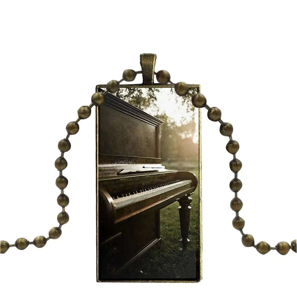 Ожерелье модное длинное с цепочкой и прямоугольным украшением для женщин, ручная работа девушек, программное обеспечение для музыки, пианино, штекер на.