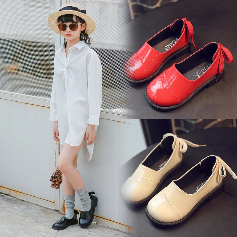 

CNFSNJ New Autumn Girls Shoes Princess Kids Flat Sneakers With Bow-knot Flock Fabric Sweet Little Girl Toddler Girls Flats 26-36