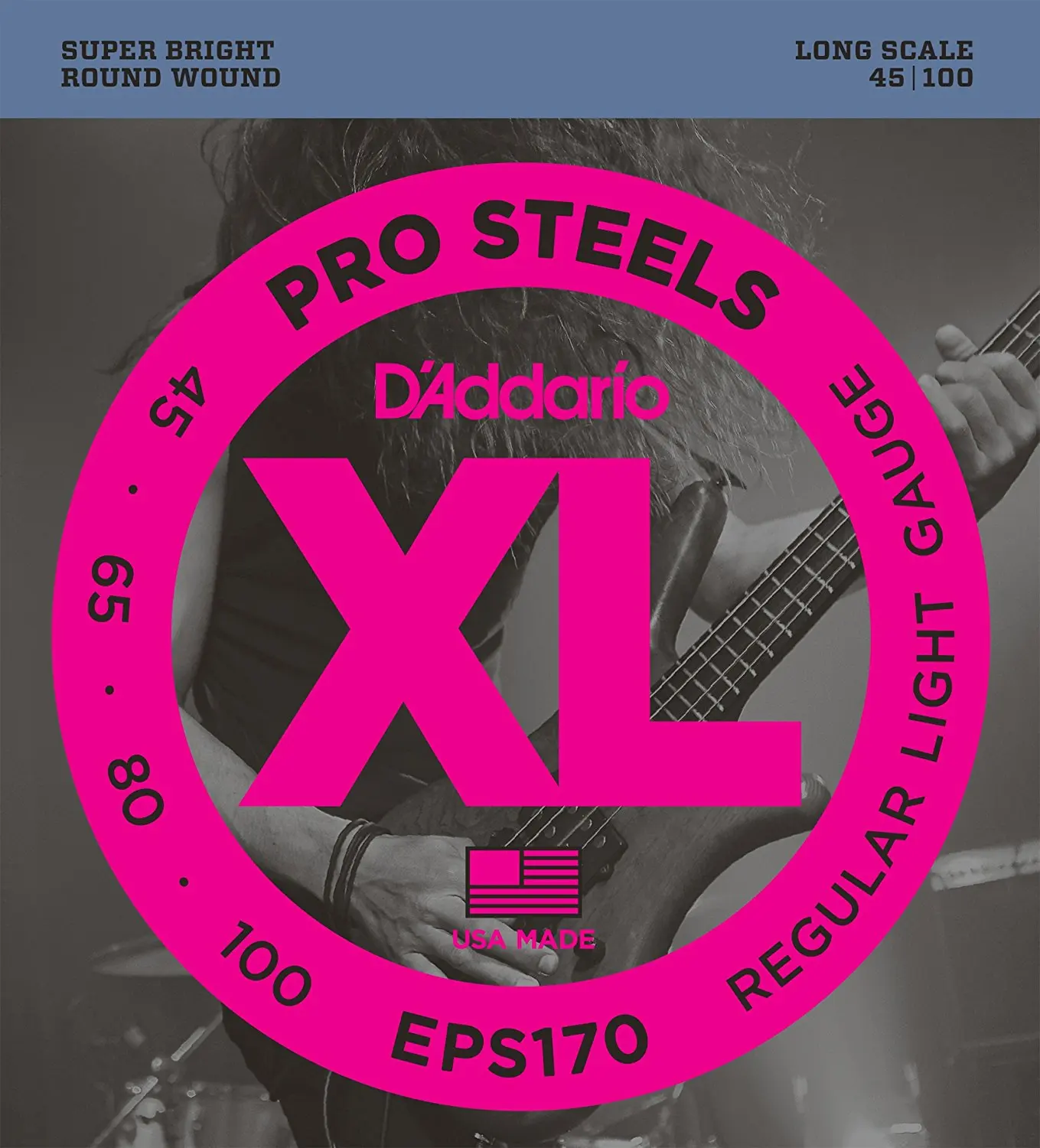 

D'Addario EPS170 ProSteels Bass Guitar Strings, Light, 45-100, Long Scale