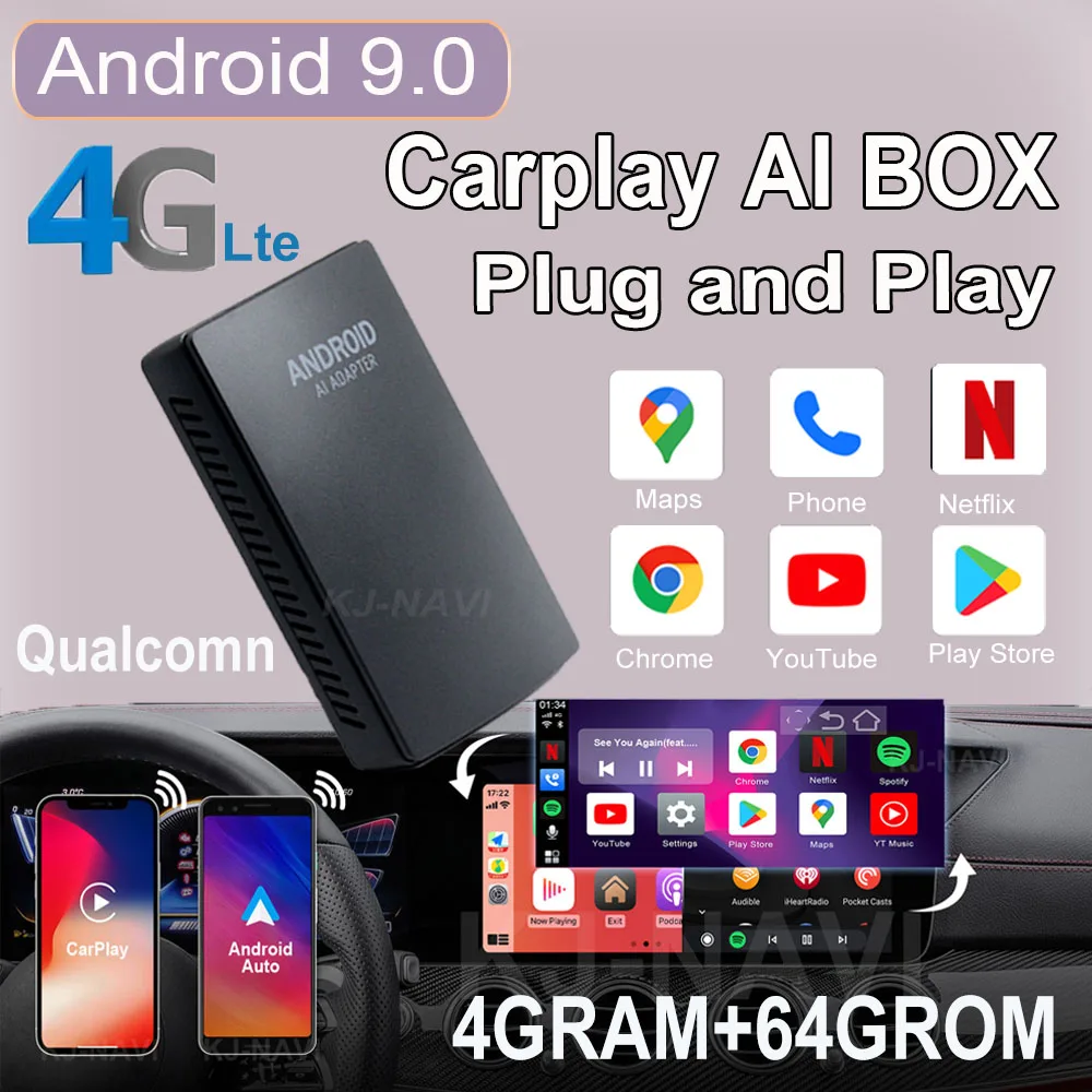 

Android 10.0 системная ИИ-приставка для Apple Tv, автомобильная приставка, мультимедийный плеер, видео 4 + 64 ГБ, беспроводная зеркальная ссылка, ТВ-при...