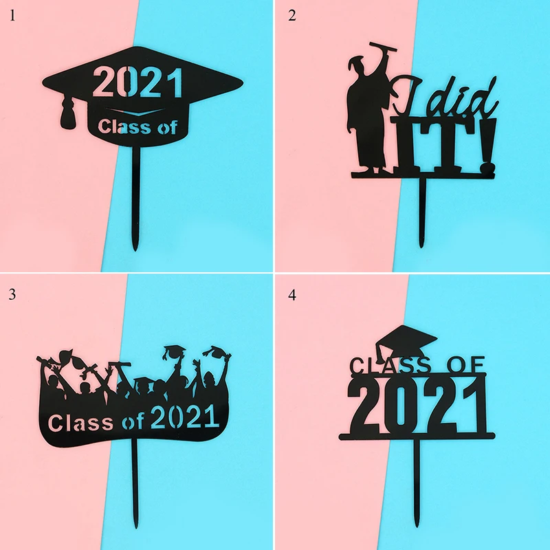Акриловые топперы для торта с удовольствием от выпускного вечера кепка