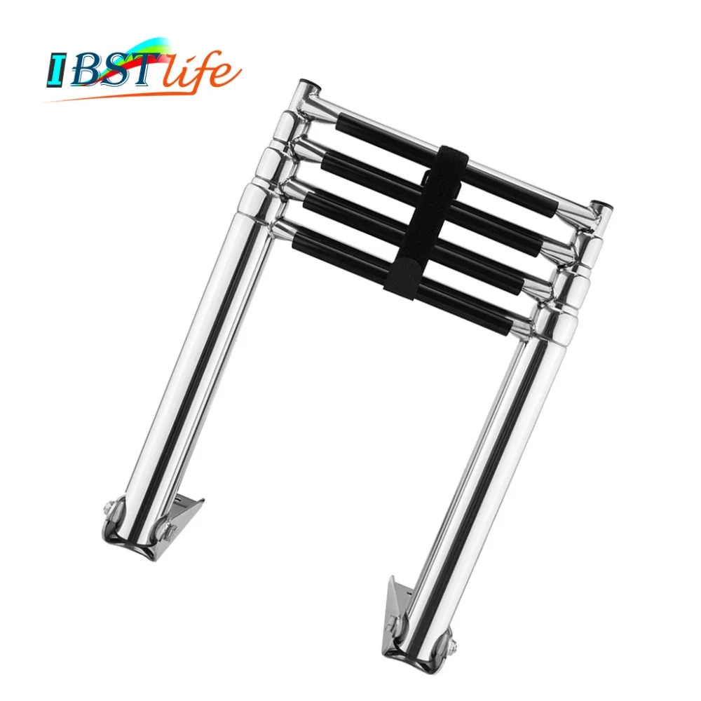

4 Steps Boat Stainless Steel 304 Telescoping Folding Ladder Deck Outboard Swim Platform Boat Marine Yacht Accessories