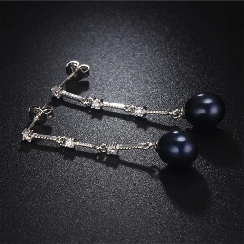 

Popuplar Long 8-9mm Drop Pearl Earrings 925 Sterling Silver Earrings For Women 100% Genuine Pearl Earings Fashion Jewelry 2021