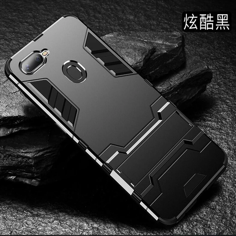 Черный Для OPPO A5S чехол OPPO A5S силиконовая пластиковая гибридная армированная стойка чехол для телефона OPPO A5S CPH1909 A 5s OPPOA5S OPPO AX5S - Цвет: Черный
