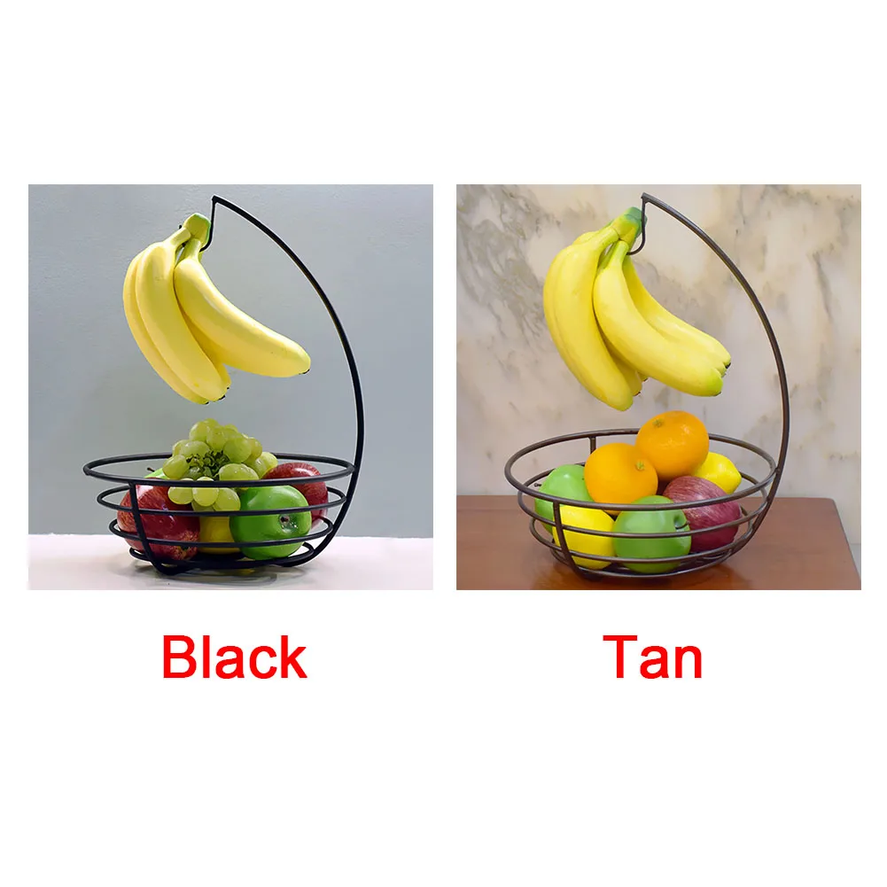

Modern Design Rust-proof Fruit Bowl Kitchen Banana Hook Multi-use Iron Rack Storage Basket Desktop Metal Container Vegetable