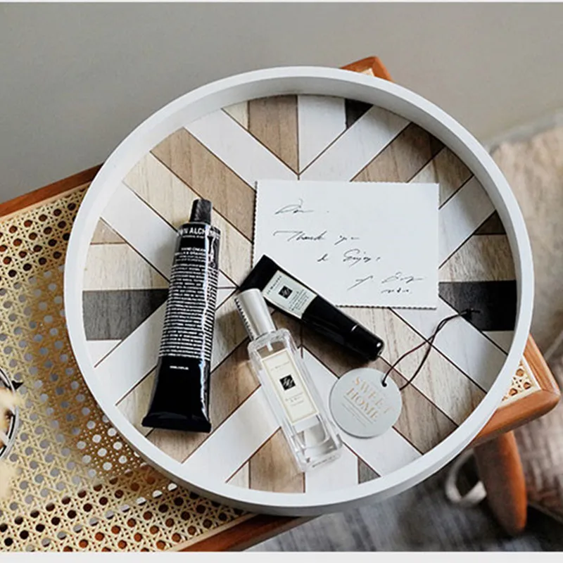 Nordic Style Round Wooden Storage Trays Creative Multi-Use Tea Fruits/Breads Plates Photography Props | Дом и сад