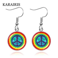 karairis peace sign glass dome pendant earrings diy handmade fashion jewelry vintage charm trendy gift for men women earrings