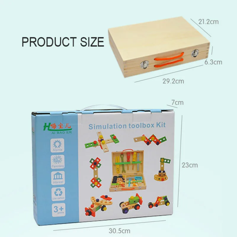 

Children's Repair Toolbox Educational Toys Simulation Disassembly Woodworking Box Screw Nut Wooden Play House Toy