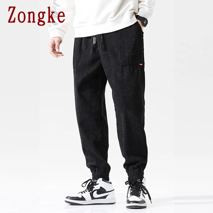 

Zongke Corduroy Men's Pants Harajuku Men Clothing Corduroy Pants Men Korean Style Streetwear Trousers M-4XL 2021 New Arrivals