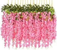 12pcsset 3 6 feet artificial flowers silk wisteria vine hanging flower for wedding garden floral diy living room office decor