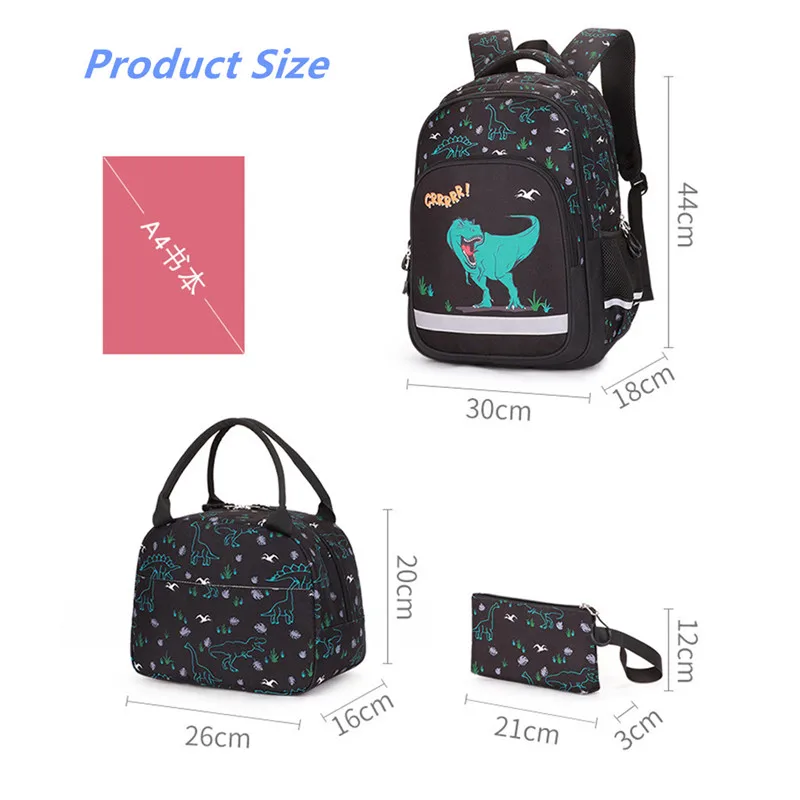 3 in 1 Boys Backpacks Set Primary Junior High School Bag Bookbag Cartoon Printed Orthopedic Rucksack for Kids Mochilas 2020 New