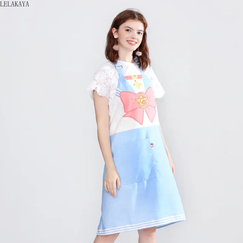 

Anime Figure Pink Moon Crystal Star apron clothes Cosplay Cartoon totoro Tsukino Usagi Kitchen Cooking Waterproof Cotton Apron