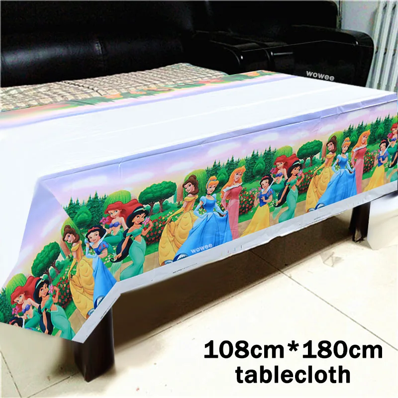 108180cm Tablecloth 24 шт. торт десерт вставленные карты принцесса украшения мультфильм карты Дети День рождения ребенок душ вечерние Принадлежности Торт Топперы - Цвет: 108180cm Tablecloth