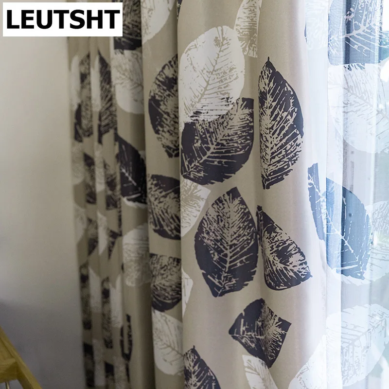 

Modern Simple Curtains for Living Dining Room Bedroom AmericanCountry StyleShading Printed Fabric Finished Product Customization