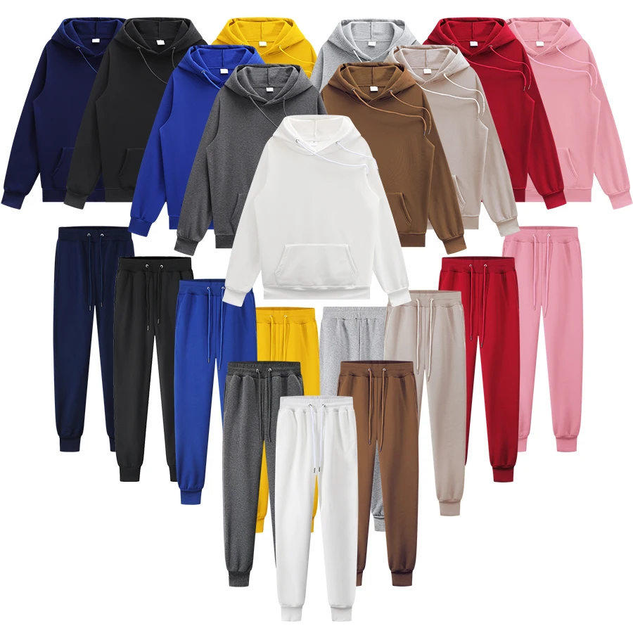 

Winter jogging sweatpants for men sweatshirt set hooded long-sleeve sweater
