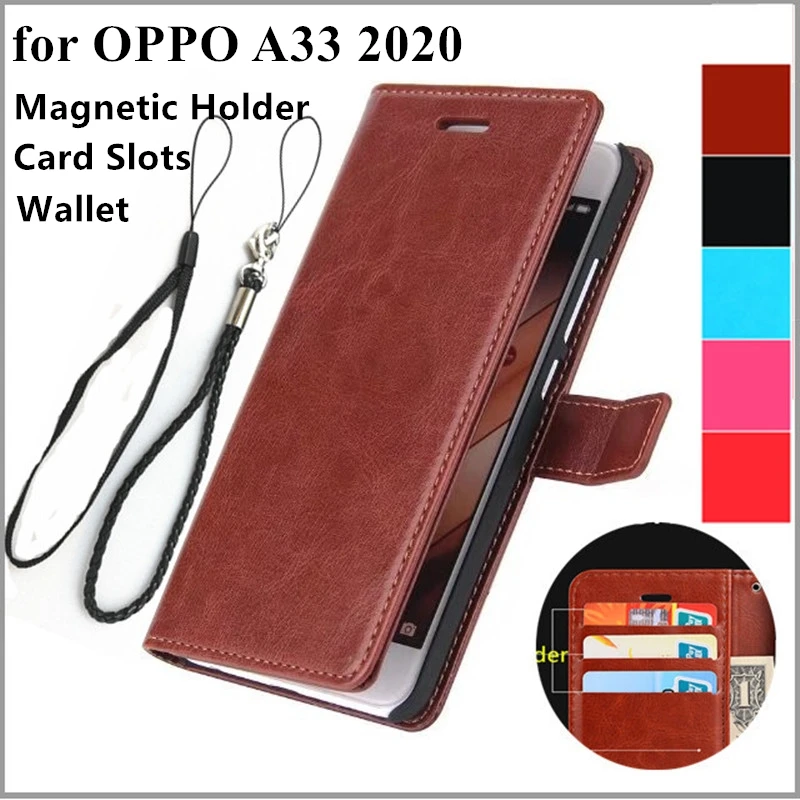 

Чехол с держателем для карт для OPPO A33 2020, чехол из искусственной кожи, защитный чехол, ретро кобура, кошелек, чехол с откидной крышкой