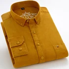 В партии, осенне-зимние теплые короткие высокого качества 100% из вельвета на основе хлопка на пуговицах, с длинным рукавом, мужская рубашка, джентльмен в повседневном стиле, мужские рубашки мужские брендовые