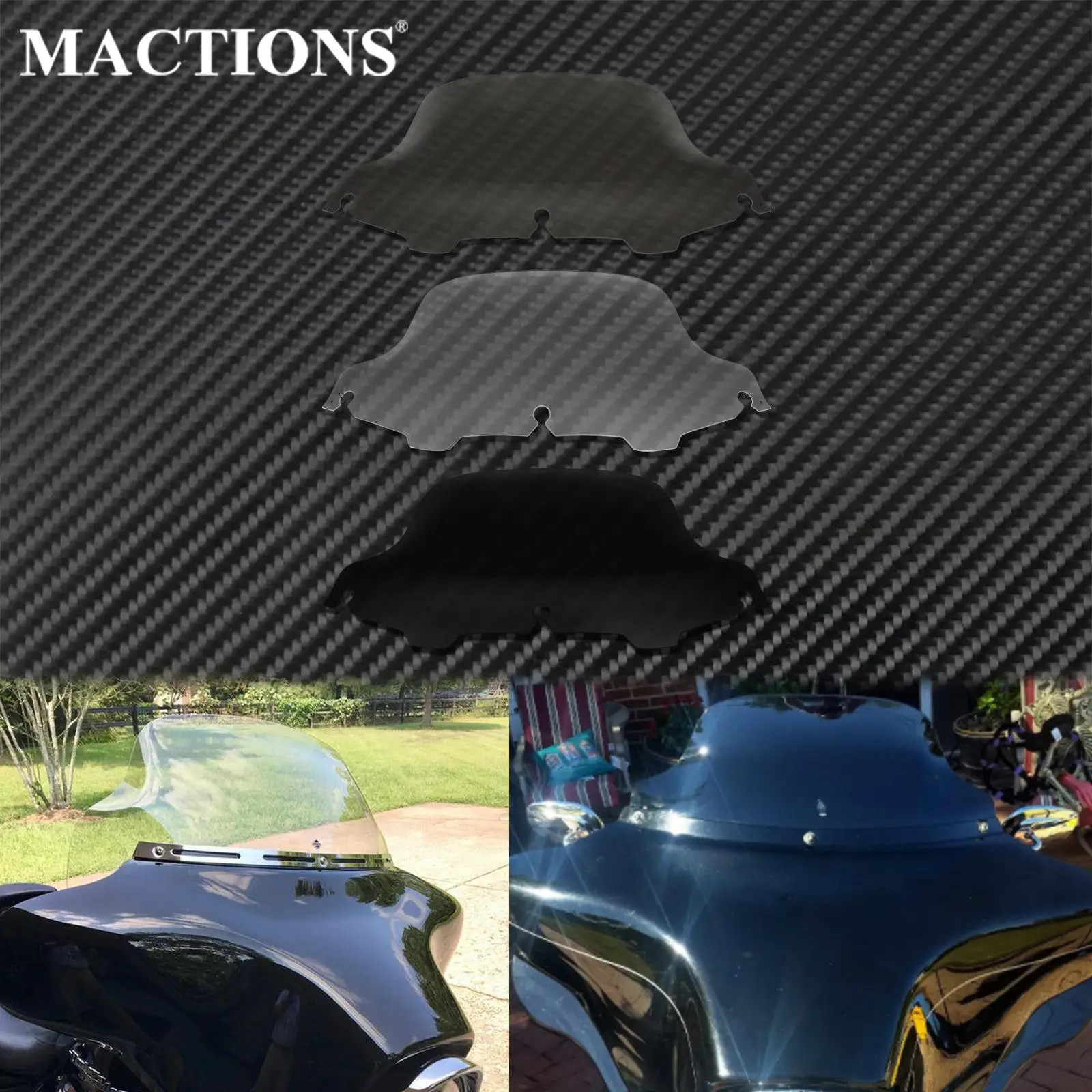 

Motorcycle 8" Windshield Fairing Black/Smoke/Clear Windscreen For Harley Touring Electra Glide Street Glide FLHX FLHT 1996-2013