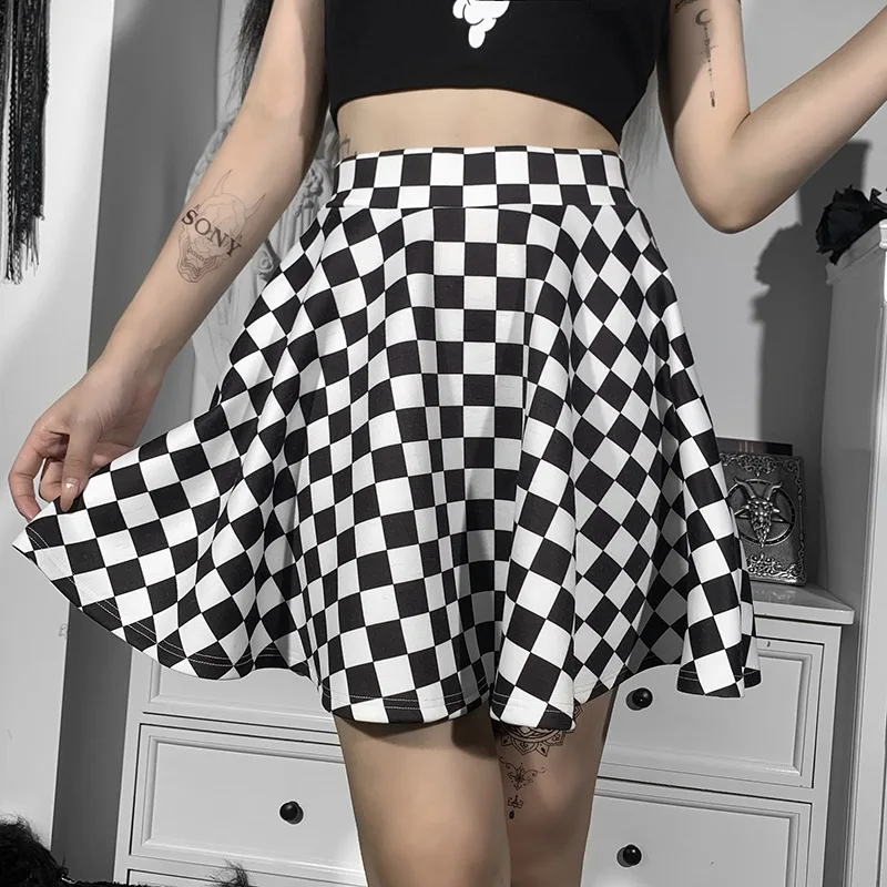 

Dark Girl Contrast Plaid Stitching Skirt Sexy High Waist Overskirt In Summer Sexy Skirt Gothic Skirt Y2k Skirt Harajuku Skirt