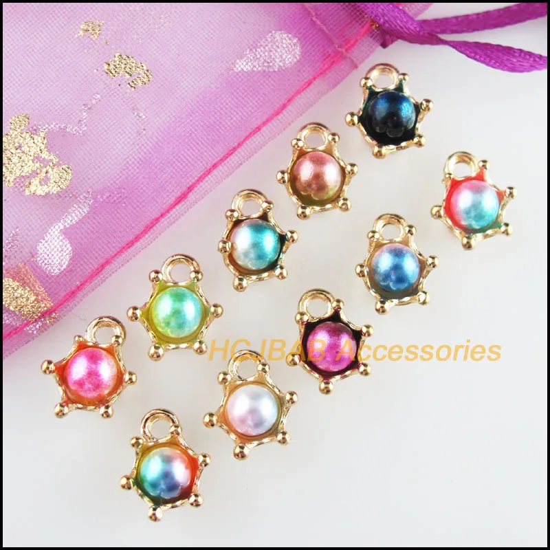 20 новых Подвесок в виде короны Смешанные акриловые подвески форме цветка золотой