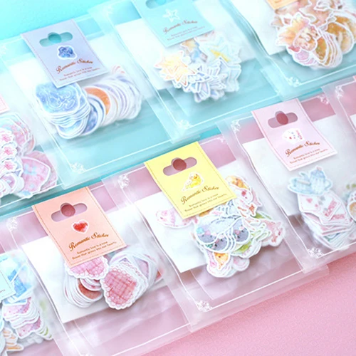 70 pcs/lot 1 bag DIY Cute Kawaii Heart Star Sticky Paper Decorative Adhesive Stickers For Home Decoration Photo Album Diary | Канцтовары