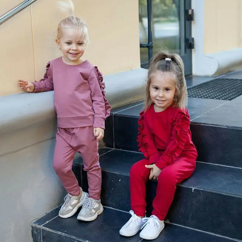 Джемпер с оборками для новорожденных девочек свитшот топы леггинсы штаны