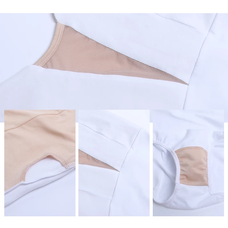 

Women Ballet Leotards White Camisole Gymnastics Leotards Adults Sexy Neckline Bodysuit Swimwear