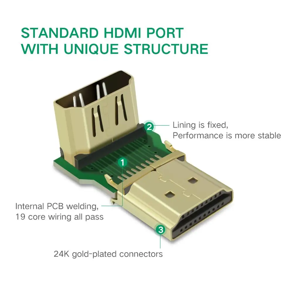 Адаптер UGREEN HDMI совместимый с 4K 90 градусов позолоченный Высокоскоростной разъем