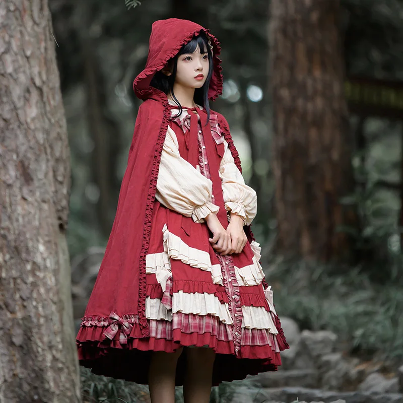 

Милое платье с капюшоном Miss Red ~ Sweet Lolita OP