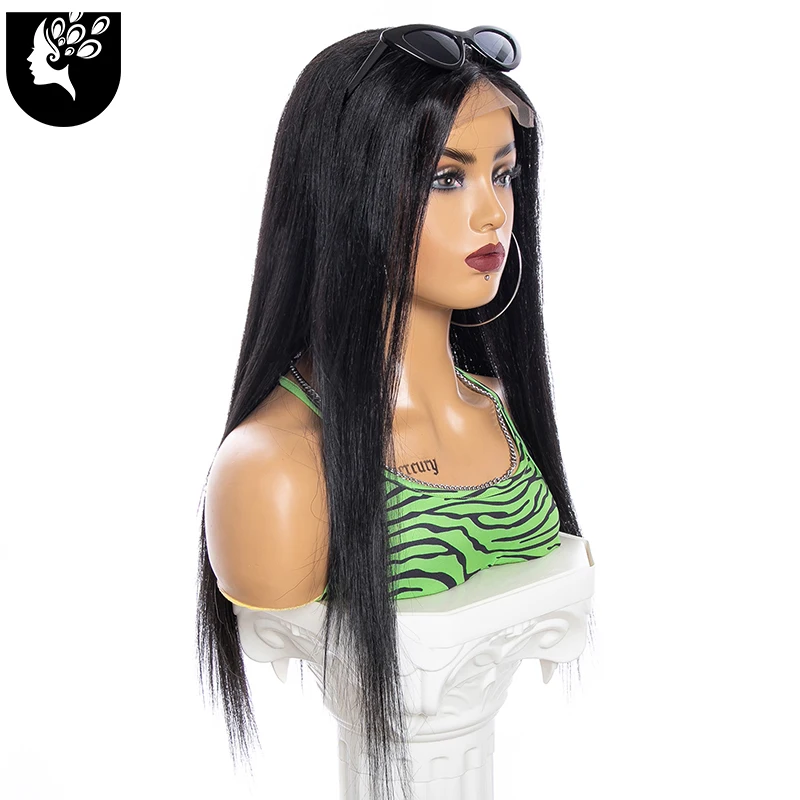 

26 Inch Long Straight Lace Front Women Wigs with 4x4 T Part Closure 80% Human Hair Blend Synthetic Cosplay Wig 2021 Your Beauty