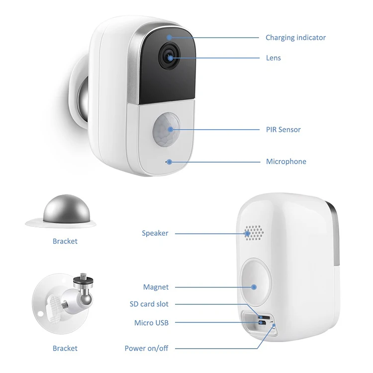 

EVKVO HD 3MP Mini Battery Camera Outdoor Waterproof IP Wifi Camera PIR Talk Back Wireless Security Surveillance CCTV Camera