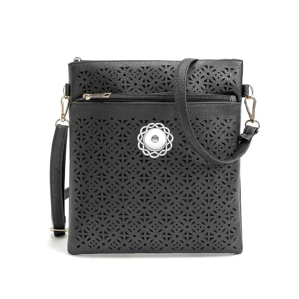

Diagonal bag handbags hot sale double zipper hollow crossbody bag shoulder small bag Snap button jewelry fit 18mm snaps TB6866